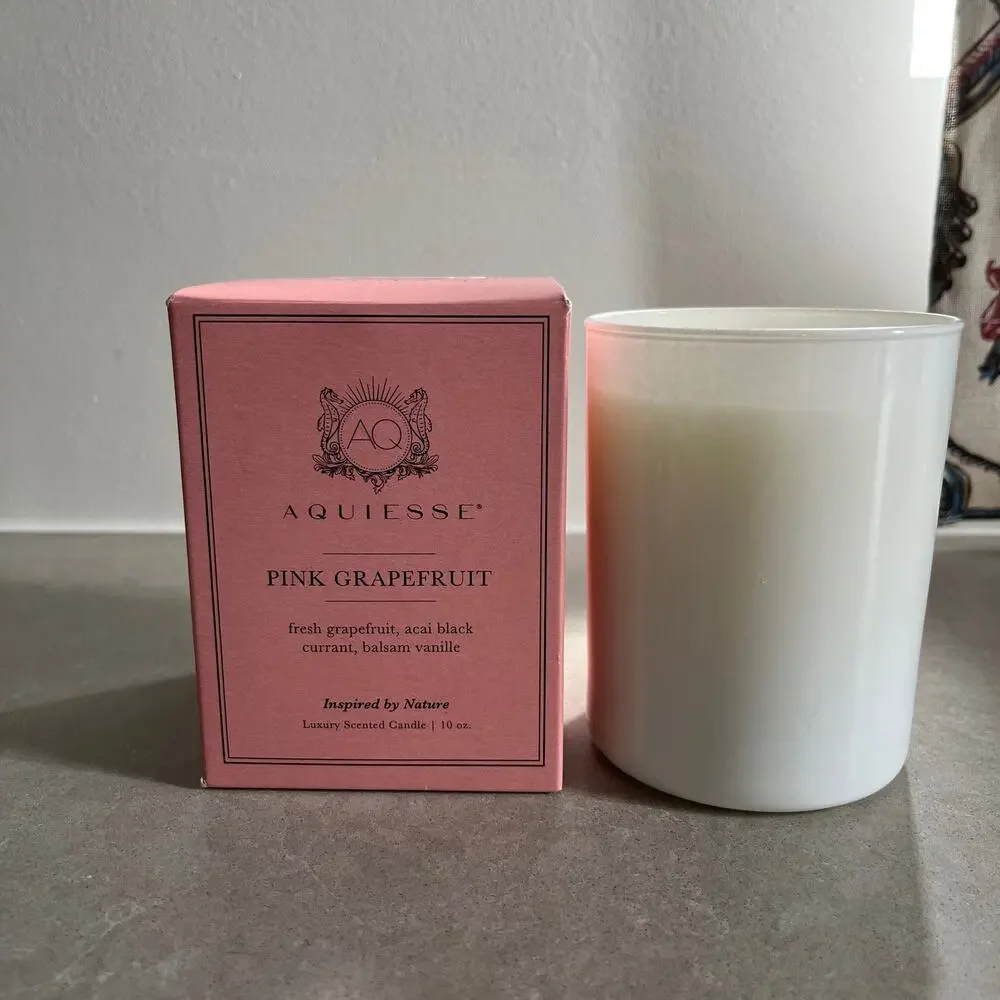 Aquiesse PINK GRAPEFRUIT Soy Wax Candle 10 oz 90 Hours NEW